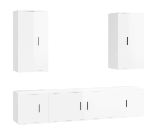 Set de muebles de TV 5 pzas madera contrachapada blanco brillo