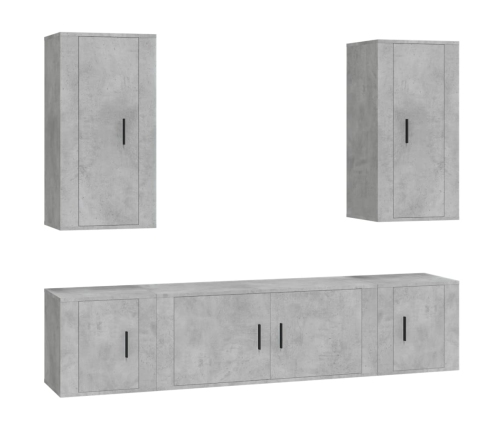 Set de muebles de TV 5 pzas madera contrachapada gris hormigón