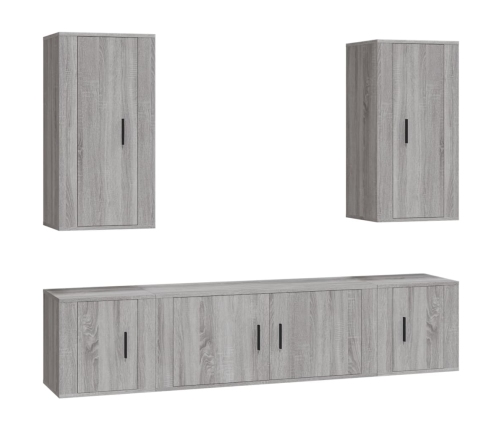 Set de muebles para TV 5 pzas madera contrachapada gris Sonoma