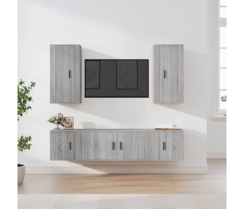 Set de muebles para TV 5 pzas madera contrachapada gris Sonoma