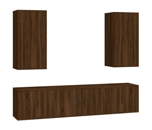 Set de muebles para TV 5 pzas madera contrachapada roble marrón