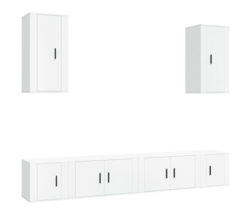 Set de muebles para TV 6 piezas madera contrachapada blanco