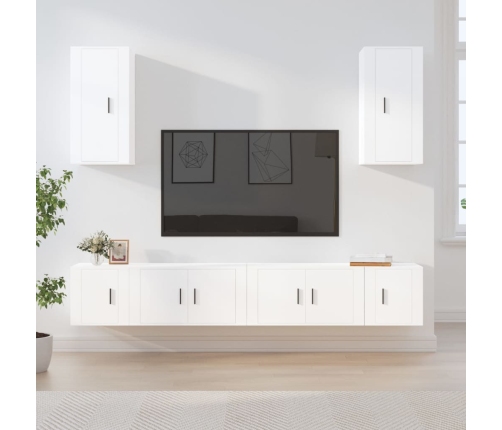 vidaXL Set de muebles para TV 6 piezas madera contrachapada blanco