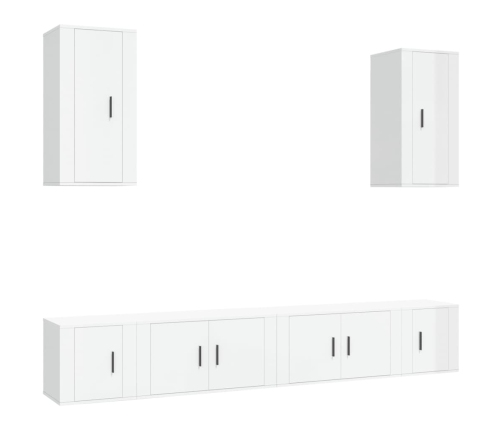 Set de muebles de TV 6 pzas madera contrachapada blanco brillo