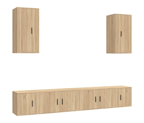 Set de muebles para TV 6 pzas madera contrachapada roble sonoma