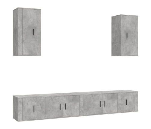 Set de muebles de TV 6 pzas madera contrachapada gris hormigón