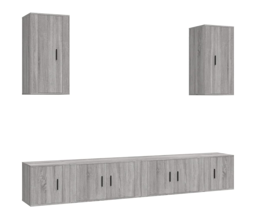 Set de muebles para TV 6 pzas madera contrachapada gris Sonoma