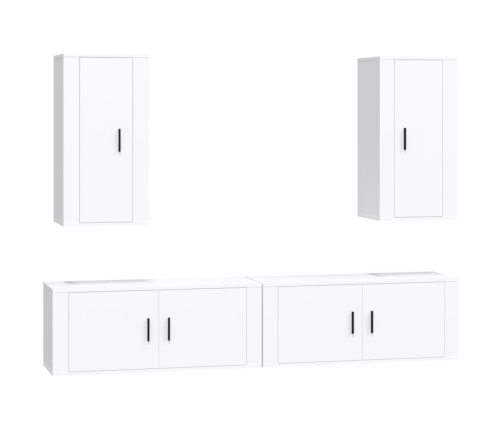 Set de muebles para TV 4 piezas madera contrachapada blanco