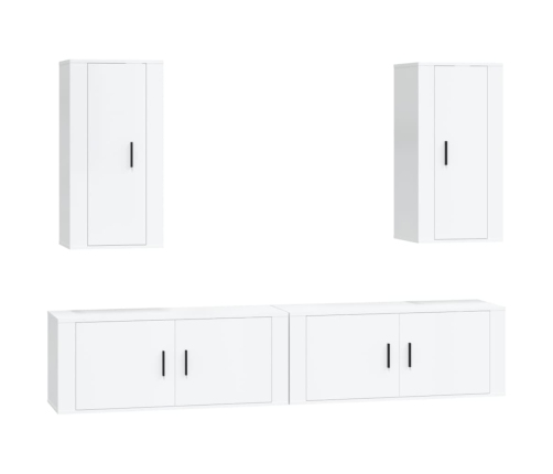 Set de muebles de TV 4 pzas madera contrachapada blanco brillo