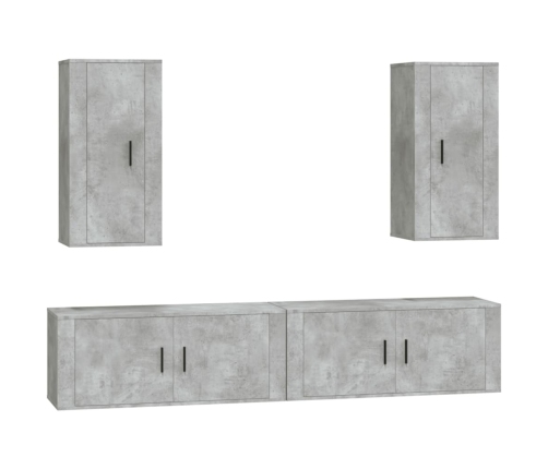 Set de muebles de TV 4 pzas madera contrachapada gris hormigón