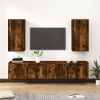 Set de muebles de TV 4 pzas madera contrachapada roble ahumado