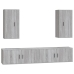 Set de muebles para TV 4 pzas madera contrachapada gris Sonoma