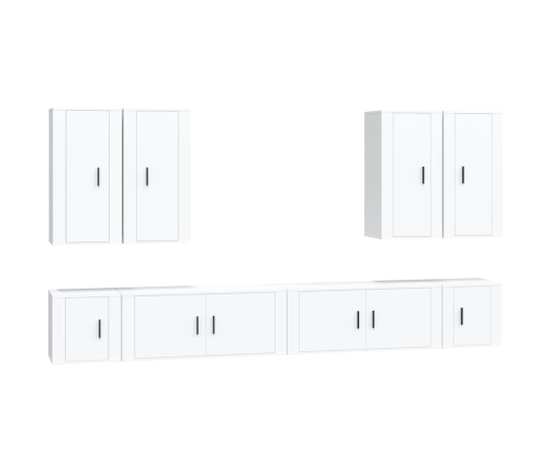 Set de muebles para TV 8 piezas madera contrachapada blanco