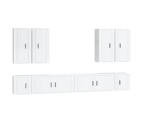 Set de muebles de TV 8 pzas madera contrachapada blanco brillo