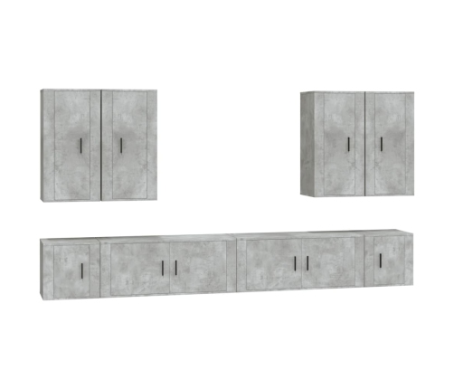 Set de muebles de TV 8 pzas madera contrachapada gris hormigón