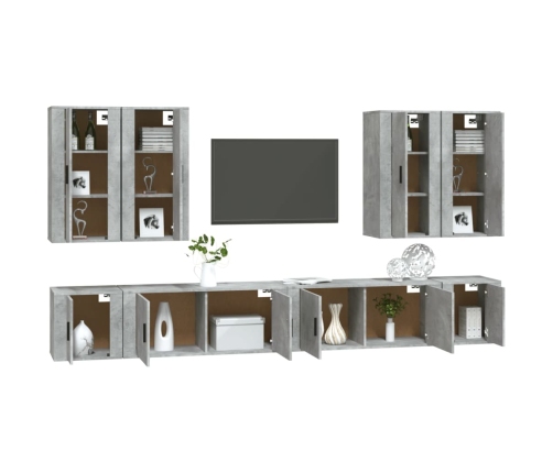 Set de muebles de TV 8 pzas madera contrachapada gris hormigón