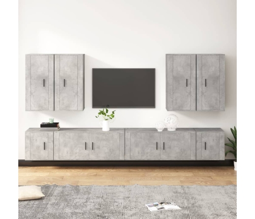 Set de muebles de TV 8 pzas madera contrachapada gris hormigón