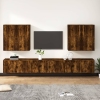 Set de muebles de TV 8 pzas madera contrachapada roble ahumado