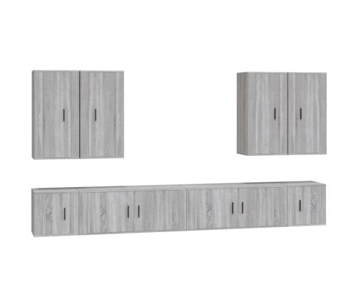 Set de muebles para TV 8 pzas madera contrachapada gris Sonoma