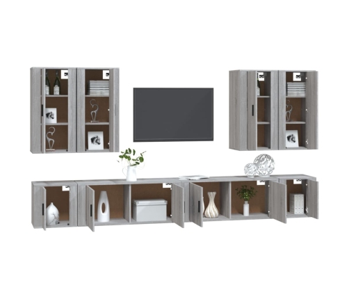 vidaXL Set de muebles para TV 8 pzas madera contrachapada gris Sonoma