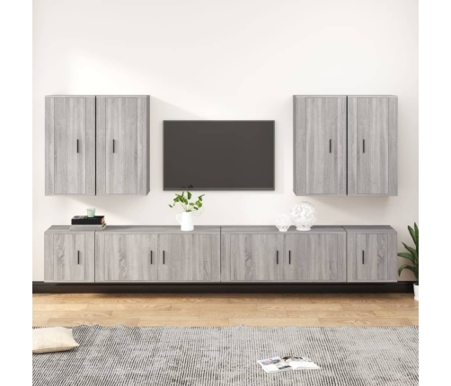 vidaXL Set de muebles para TV 8 pzas madera contrachapada gris Sonoma