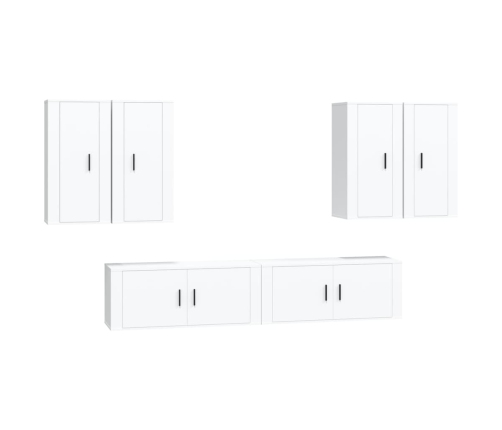 Set de muebles para TV 6 piezas madera contrachapada blanco