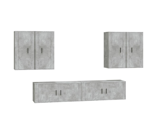 Set de muebles de TV 6 pzas madera contrachapada gris hormigón