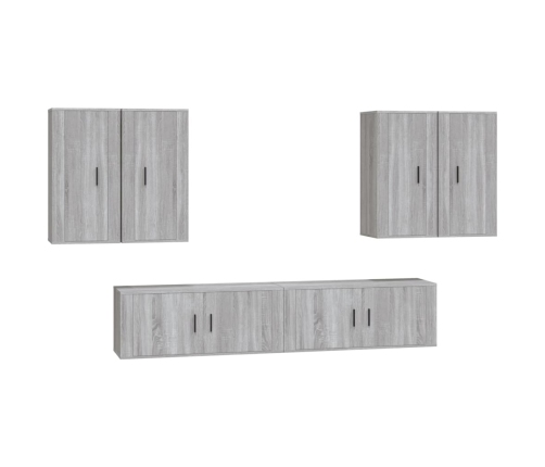 Set de muebles para TV 6 pzas madera contrachapada gris Sonoma