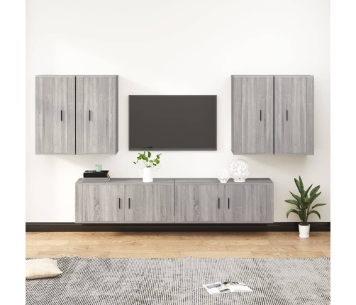 Set de muebles para TV 6 pzas madera contrachapada gris Sonoma