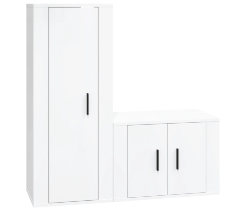 Set de muebles de TV 2 pzas madera contrachapada blanco brillo