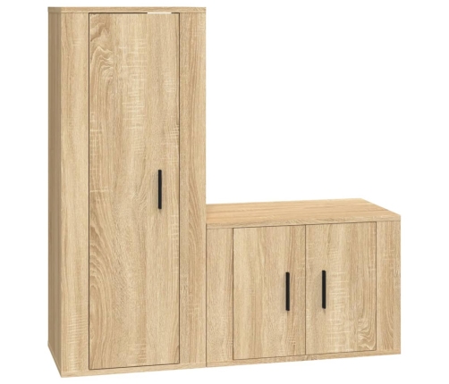 Set de muebles para TV 2 pzas madera contrachapada roble sonoma