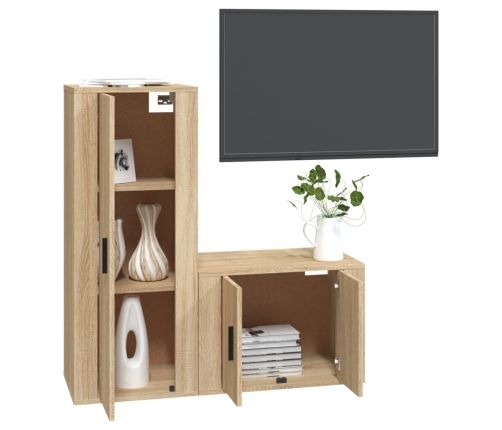 Set de muebles para TV 2 pzas madera contrachapada roble sonoma