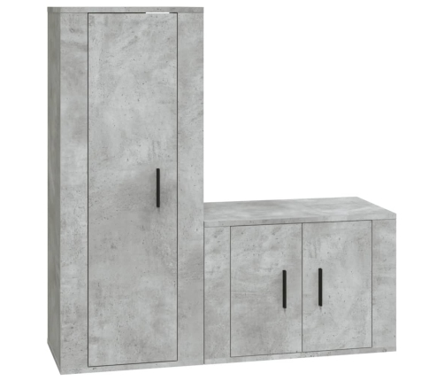 vidaXL Set de muebles de TV 2 pzas madera contrachapada gris hormigón