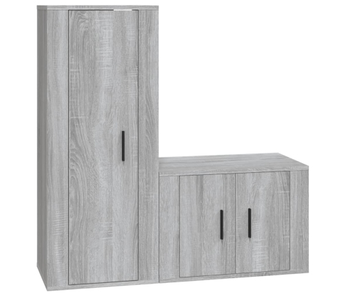 Set de muebles para TV 2 pzas madera contrachapada gris Sonoma