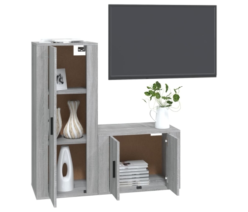 Set de muebles para TV 2 pzas madera contrachapada gris Sonoma