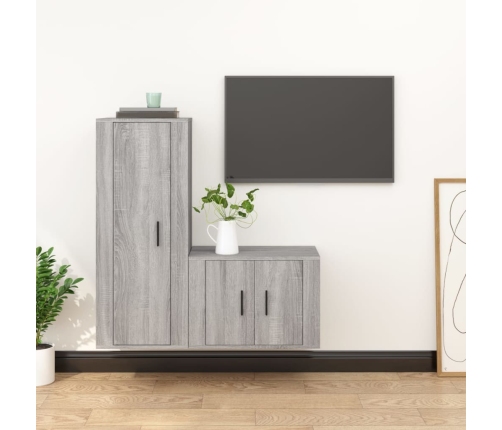 Set de muebles para TV 2 pzas madera contrachapada gris Sonoma