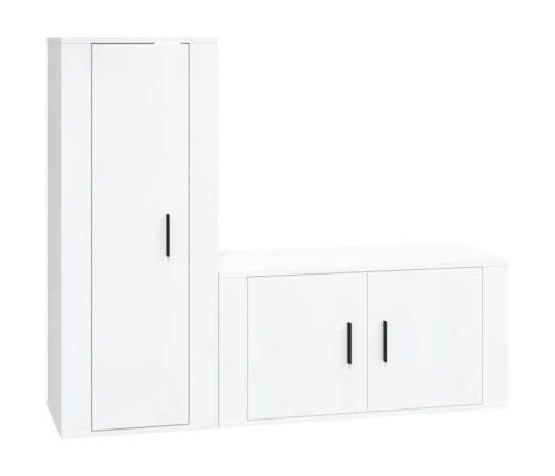 Set de muebles de TV 2 pzas madera contrachapada blanco brillo