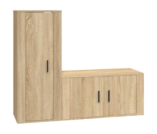 Set de muebles para TV 2 pzas madera contrachapada roble sonoma