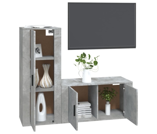 Set de muebles de TV 2 pzas madera contrachapada gris hormigón