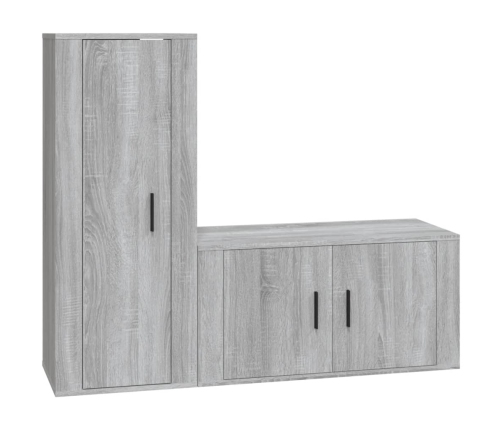 Set de muebles para TV 2 pzas madera contrachapada gris Sonoma