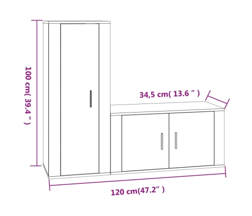 Set de muebles para TV 2 pzas madera contrachapada gris Sonoma