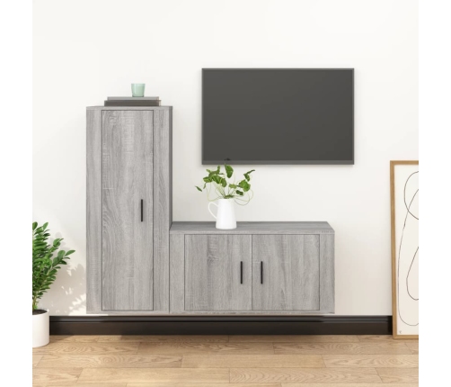 Set de muebles para TV 2 pzas madera contrachapada gris Sonoma