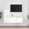 Set de muebles de TV 2 piezas madera contrachapada blanco