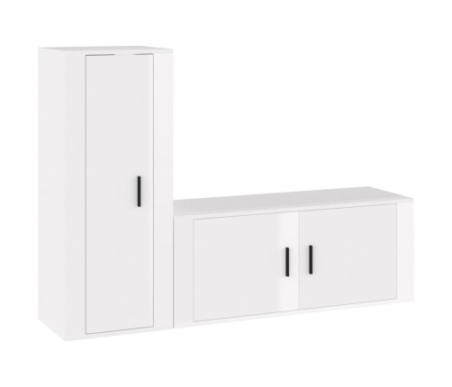 Set de muebles de TV 2 pzas madera contrachapada blanco brillo