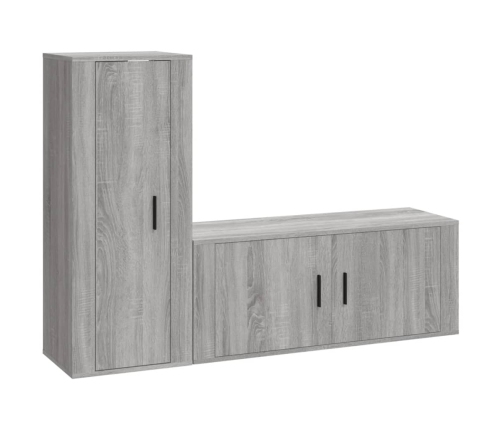 Set de muebles para TV 2 pzas madera contrachapada gris Sonoma