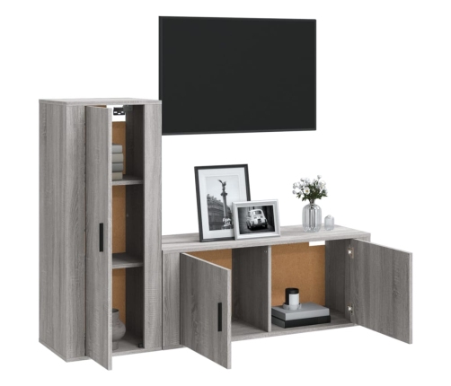 Set de muebles para TV 2 pzas madera contrachapada gris Sonoma