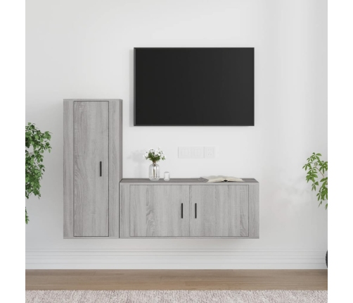 Set de muebles para TV 2 pzas madera contrachapada gris Sonoma