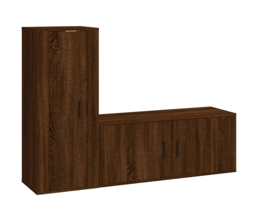 vidaXL Set de muebles para TV 2 pzas madera contrachapada roble marrón