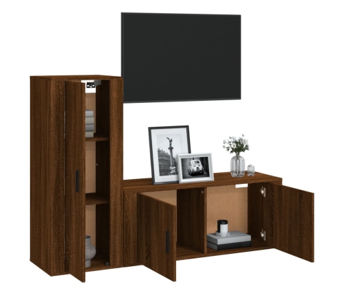 vidaXL Set de muebles para TV 2 pzas madera contrachapada roble marrón