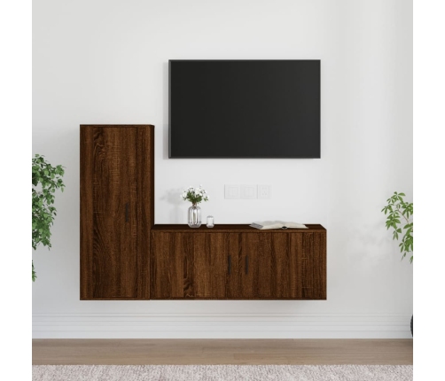 vidaXL Set de muebles para TV 2 pzas madera contrachapada roble marrón